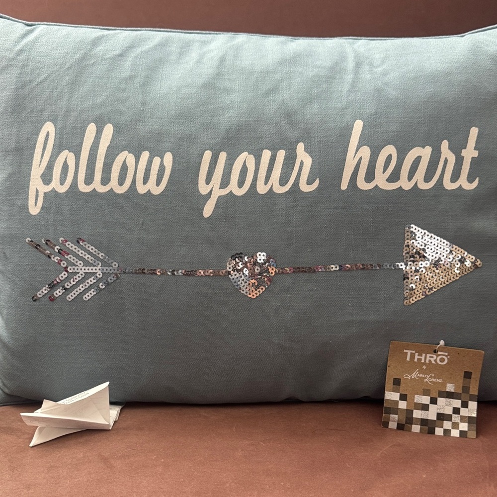Thro by Marlo Lorenz Blue Accent Pillow with Sequin Arrow Design